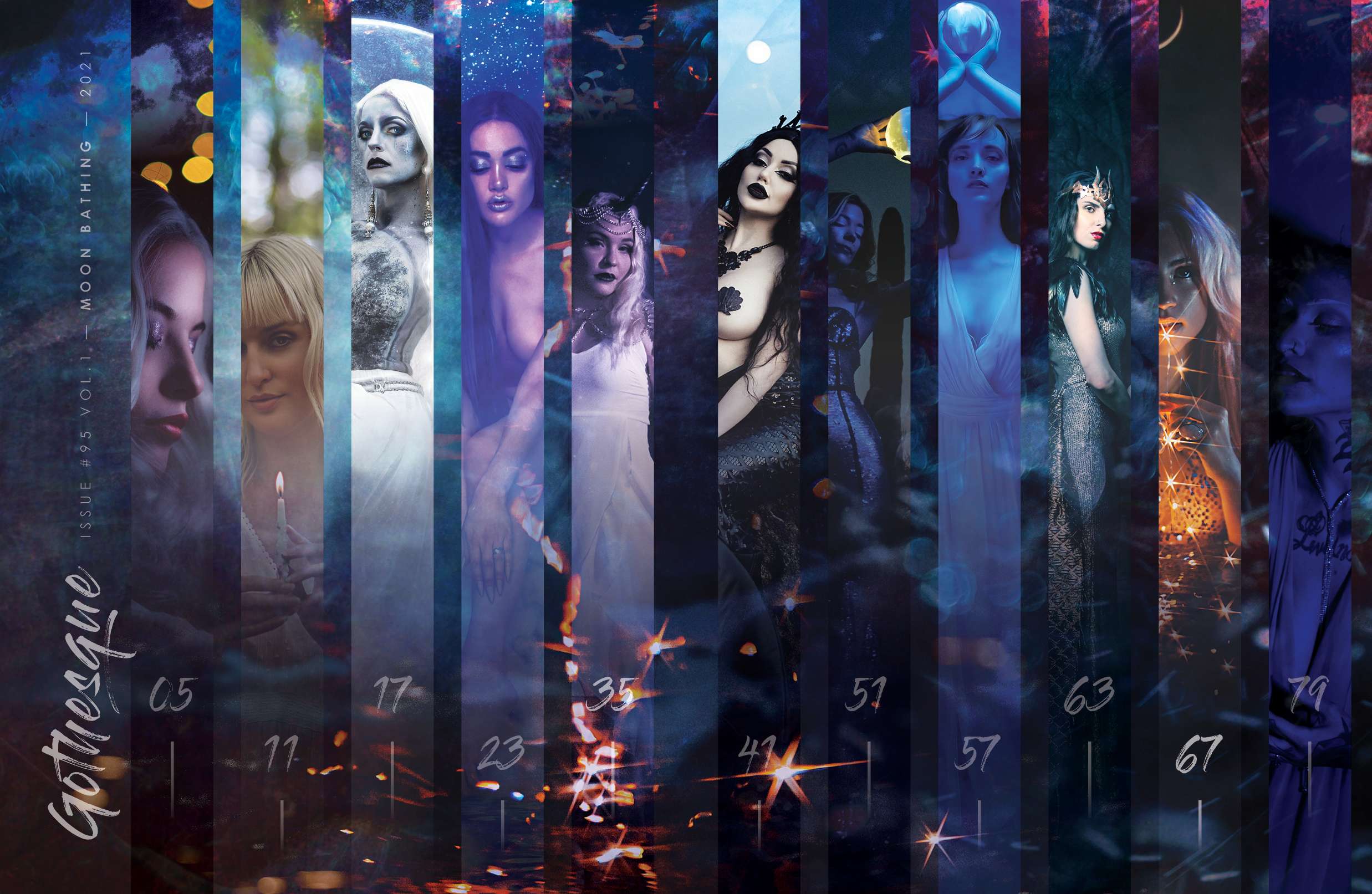 This image is a visual gallery of all the works created and presented in Moon Bathing Vol.1. Thank you to Baltimore Knife and Sword, Briana Thistle, Candice Burg, Dan Thomas Photography, Dani Divine, Dark Side of Saturn, Gina Burg, Iris Fai, It is Known, Jessie Harbron, Justice Langthorn Carson, Kaliah Von Graves, Katelund Mace of I.C. Khaos Photography, Kristie Conaughty, Maisy Cyr, Mark Wilkinson (MW Photo and Art), Maureen Hernon Thistle, Megan Murphy of AmorVitae Photography, Neele Holzenkaempfer, Rook Goad, Rosie Johnson of Planet Exophilia, Russ Turner Photography, Sarah Jean, Savanah Savanah, Shana Feeley, Shannon Kramp, Simon Clarke, Sloane Lopez.